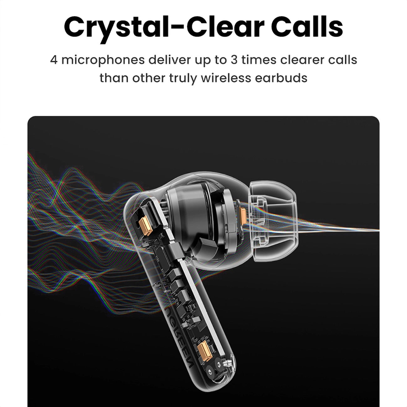 UGREEN Bluetooth V5.3 HiTune T6 Hybrid Active Noise Canceling Earbuds 30H Battery 48dB White - سماعات يوجرين هاي تيون T6 بلوتوث 5.3 إلغاء ضوضاء نشط 30 ساعة بيضاء