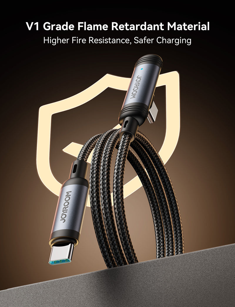 كيبل جويرووم انجوي X سيريس 90 درجة يو اس بي سي الى يو اس بي سي بقدرة شحن 60 واط وطول 1.2 متر | JOYROOM EnjoyX Series 90° Fast Charging Data Cable Type-C to Type-C 60W 1.2M