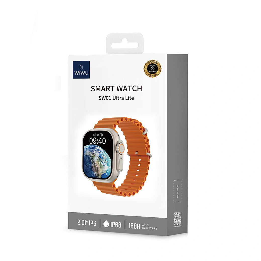 ساعة ويوو SW01 الترا لايت الذكية بشاشة لمس ومقاومة للماء | WIWU Smart Watch SW01 Ultra Lite IPS Full Screen Touch Smartwatch