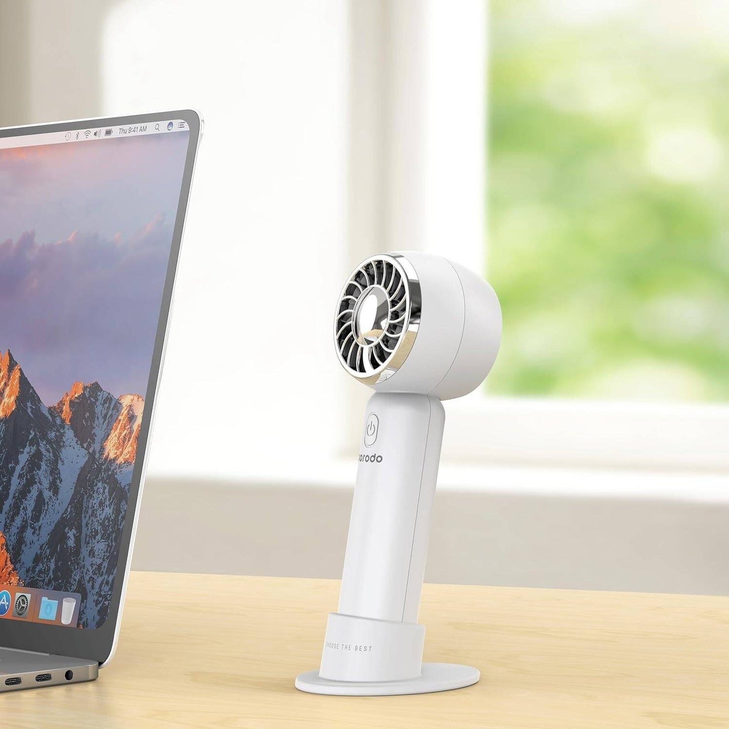 بورودو لايف ستايل مروحة محمولة تيربو بقدرة 5 واط وبطارية بسعة 2000 مللي امبير - ابيض | Porodo LifeStyle Mini Portable Handheld Turbo Cooling Fan 5W 2000mAh - White