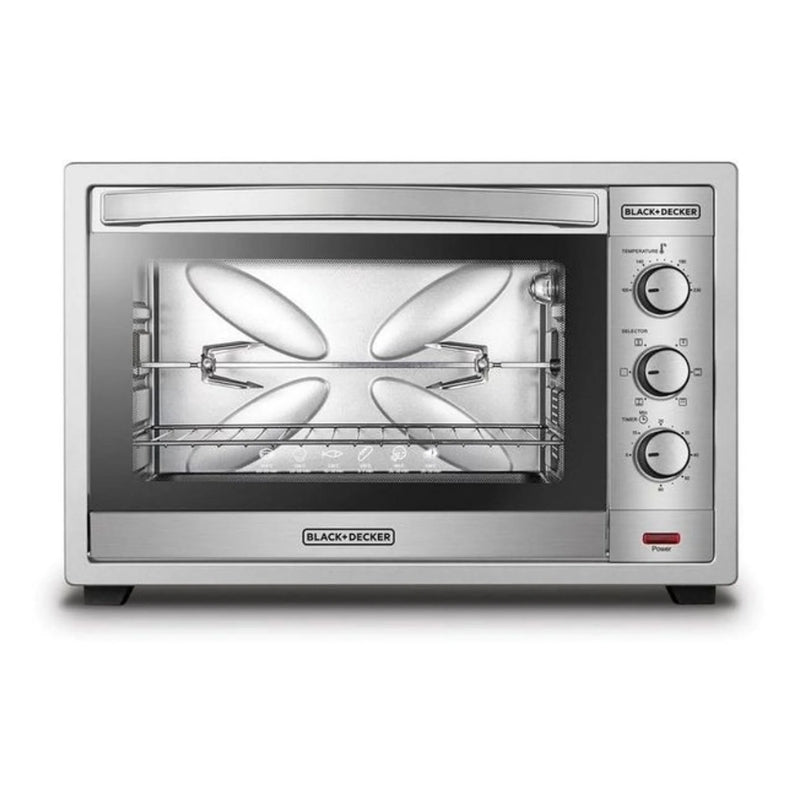 فرن توستر بلاك أند ديكر 62 لتر 2000 وات مع شواية دوارة - Black+Decker 62 liter toaster oven with 2000 watt rotisserie