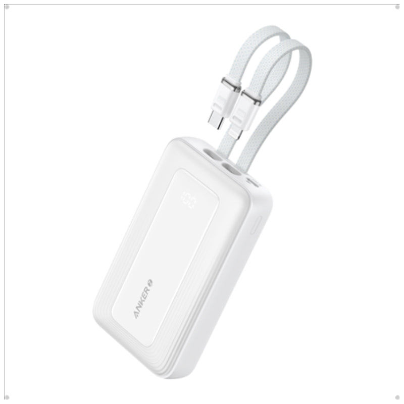 باور بانك انكر زولو بسعة 20,000 مللي أمبير وبقدرة شحن 30 واط مع كيبل تايب سي ولايتننغ مدمجين | Anker Zolo Power Bank 20K 30W with Built-in USB-C + Lightning