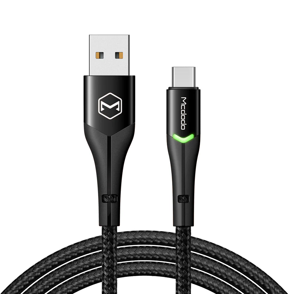 Mcdodo USB Type C Data Charging Cable with Switching LED 1m Magnificence Series - كابل شحن بيانات يو اس بي من النوع سي من مكدودو مع سلسلة روعة ليد بطول 1 متر