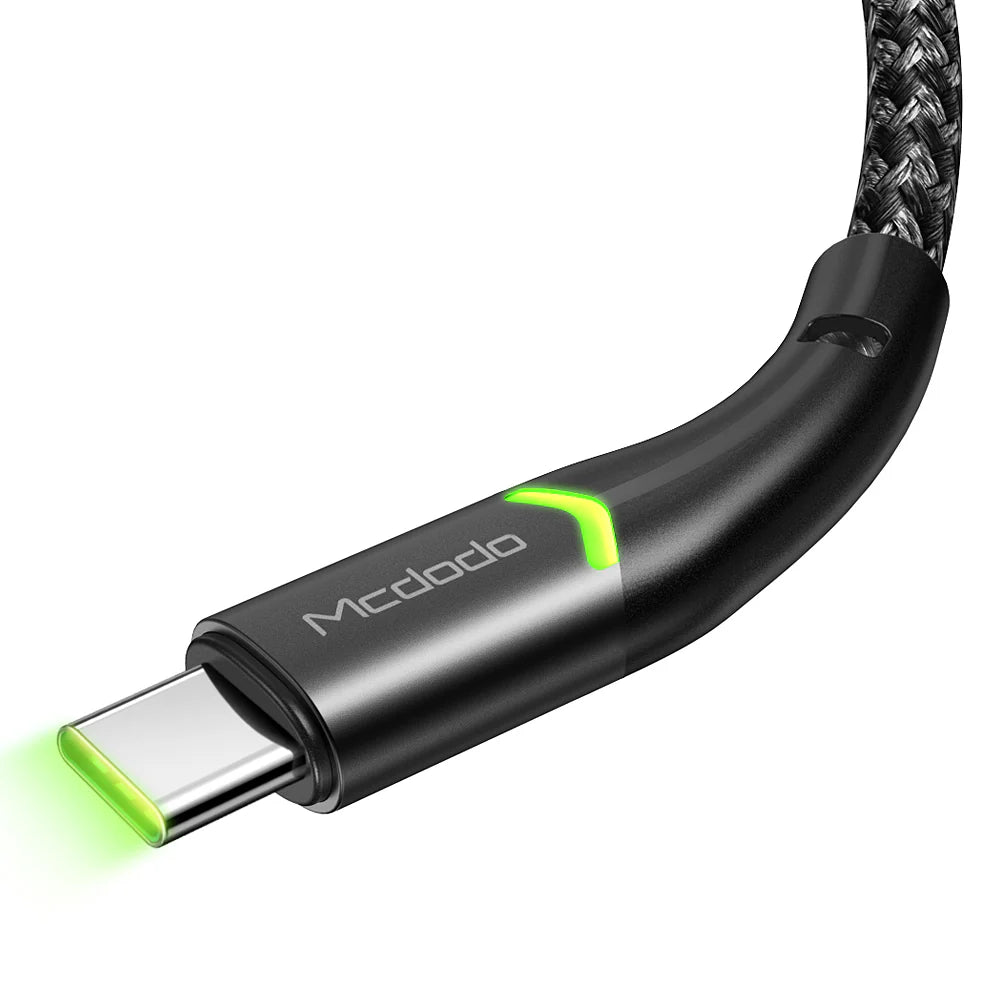 Mcdodo USB Type C Data Charging Cable with Switching LED 1m Magnificence Series - كابل شحن بيانات يو اس بي من النوع سي من مكدودو مع سلسلة روعة ليد بطول 1 متر