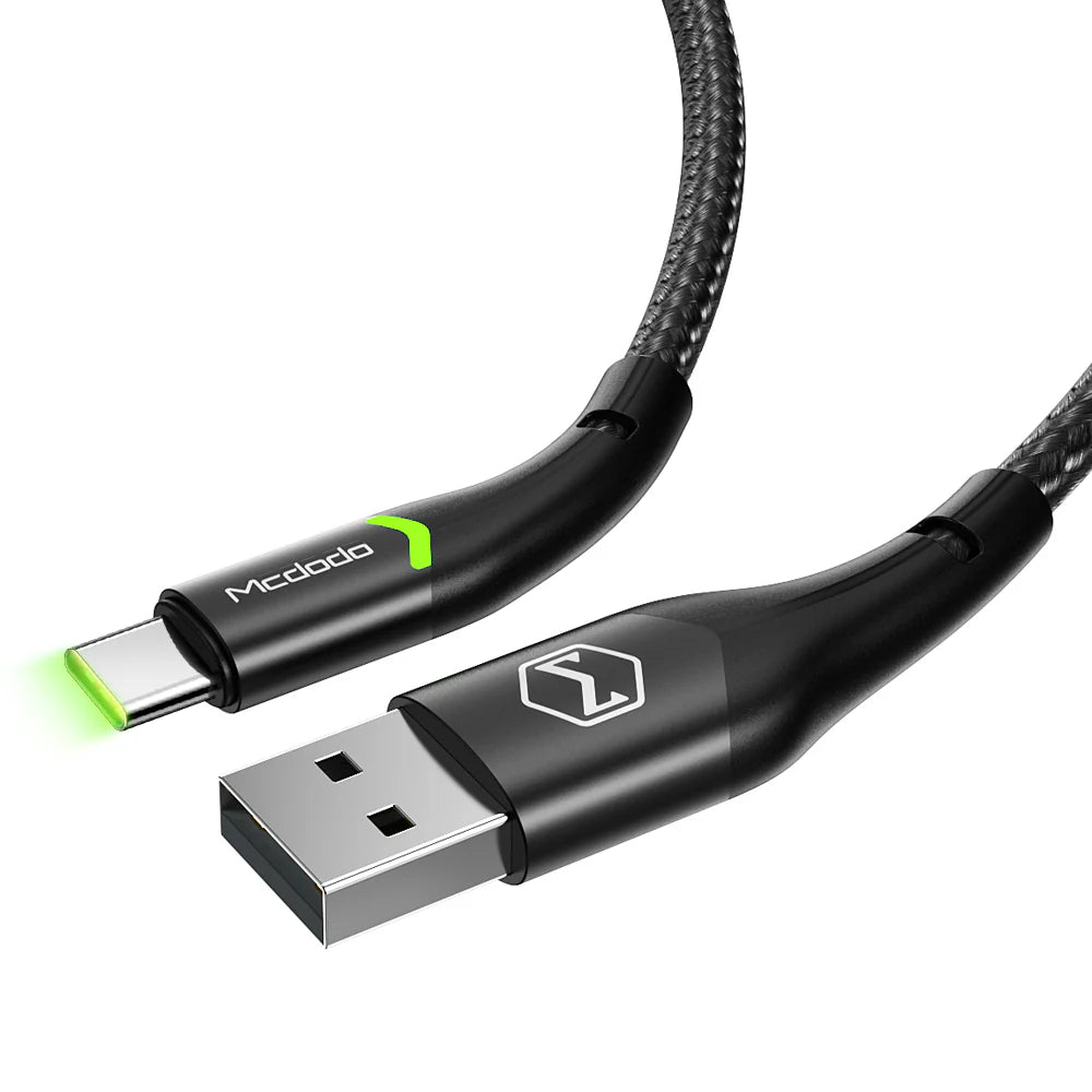 Mcdodo USB Type C Data Charging Cable with Switching LED 1m Magnificence Series - كابل شحن بيانات يو اس بي من النوع سي من مكدودو مع سلسلة روعة ليد بطول 1 متر