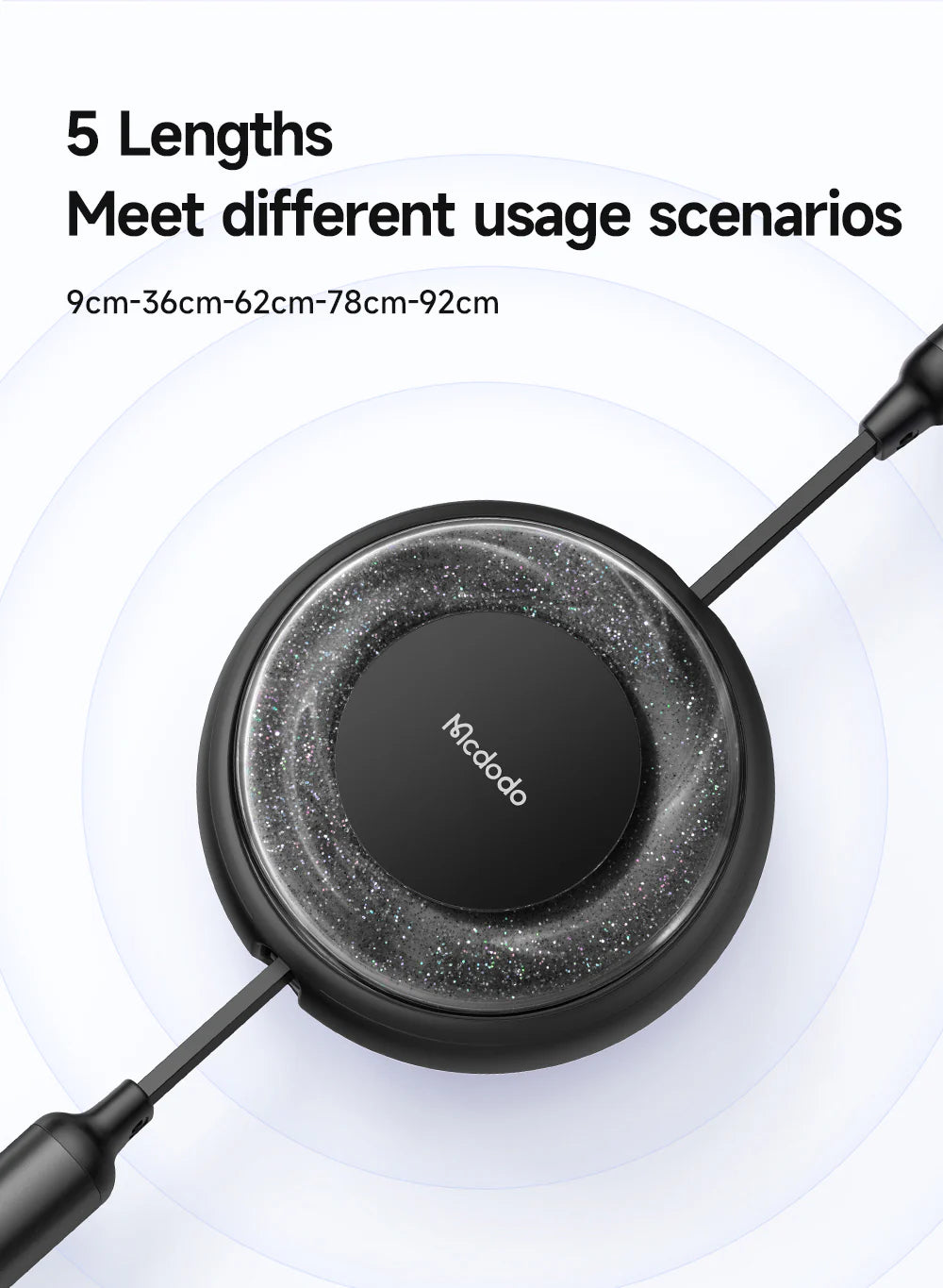 Mcdodo 3 in 1 Retractable Charging Cable PD 100W Rapid Charging USB-C to (USB-C +Lightning + Micro USB) - كيبل شحن ماكدودو 3 في 1 قابل للسحب شحن سريع 100 وات، يو اس بي سي إلى (تايب سي+لايتننغ + مايكرو يو اس بي )