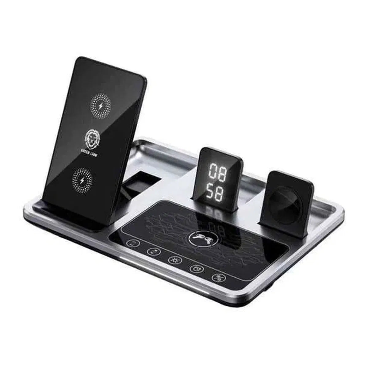 قاعدة الشحن اللاسلكية 4 في 1 من جرين لايون - رمادي | Green Lion 4 in 1 Wireless Charging Station – Gray