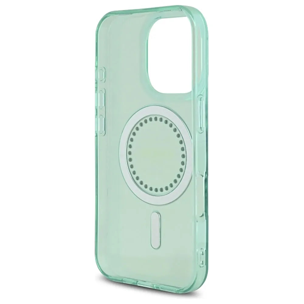 Guess MagSafe IML Hard Case with Rhinestones Design for iPhone 16 Pro | كفر GUESS صلب مع كريستالات وتوافق ماج سيف لهاتف ايفون 16 برو