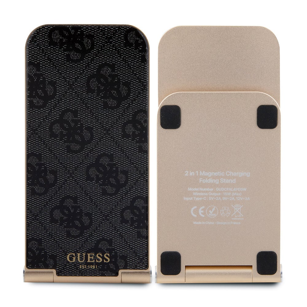 GUESS 15W Magnetic Desk Charger with 4G Pattern – MagSafe Compatible | شاحن مكتبي مغناطيسي بقدرة 15 واط من GUESS بتصميم 4 جي - متوافق مع ماج سيف