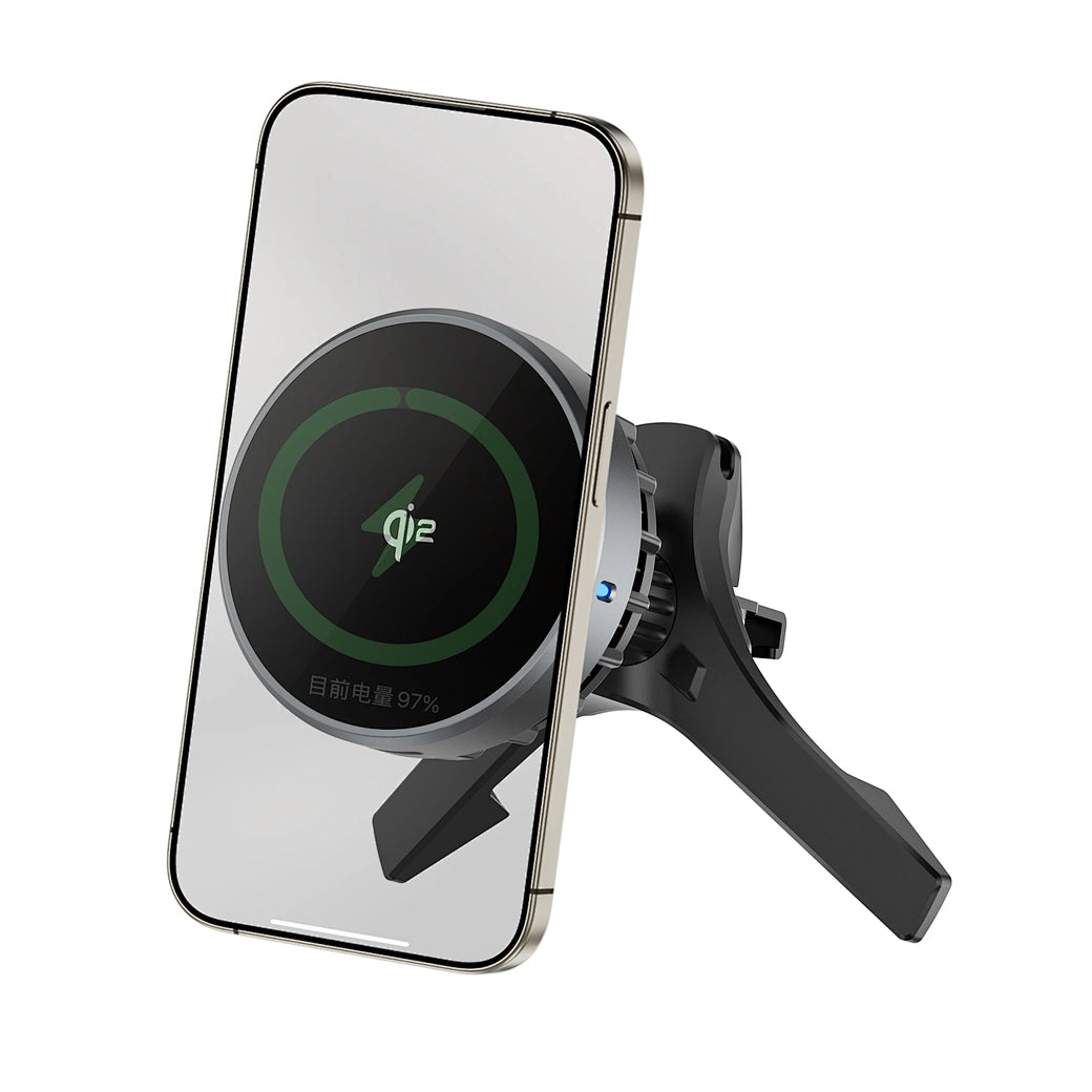 شاحن سيارة ويوو Qi2.0 لاسلكي مغناطيسي بقدرة شحن 15 واط | WiWU CH-319 Qi2.0 Car Wireless Charger – 15W Magnetic Cooling Car Mount