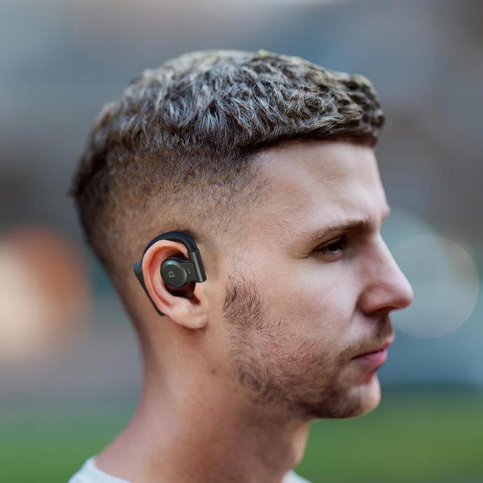 سماعات باورولوجي Air Conduction TWS مع علبة شحن معدنية, تشغيل حتى 10 ساعات - رمادي | Powerology Air Conduction TWS Earbuds, 10H Playtime – Grey