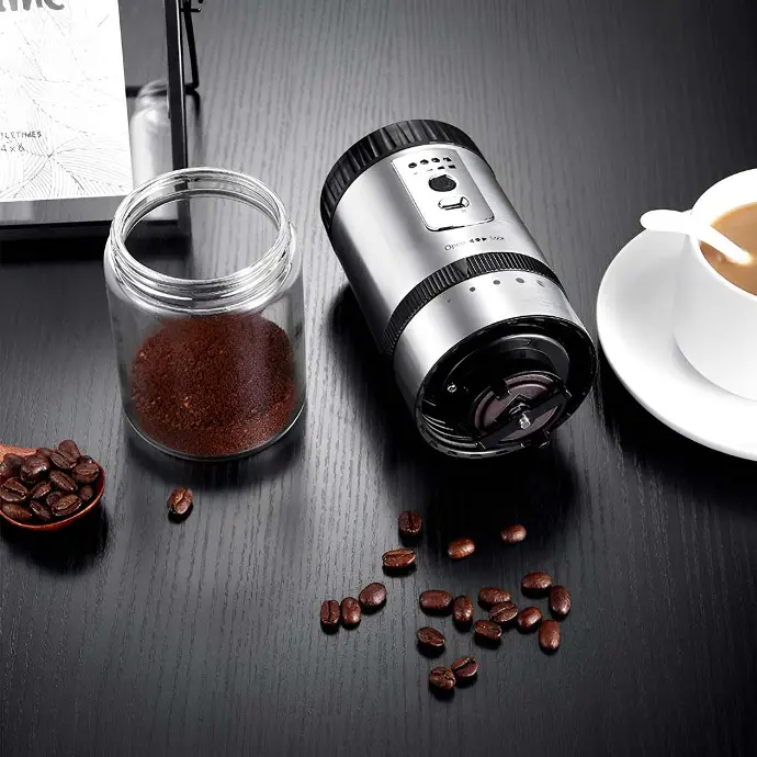 Lepresso Portable Mini Coffee Grinder with Storage -  مطحنة قهوة محمولة ليبريسو مع تخزين شحن تايب سي