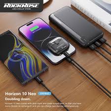 Rock Rose Power Bank Horizon 10 Neo 10000mAh QC3.0 20W Quick Charge - روك روز باور بانك هورايزون 10 نيو 10000 مللي أمبير 20 واط شحن سريع