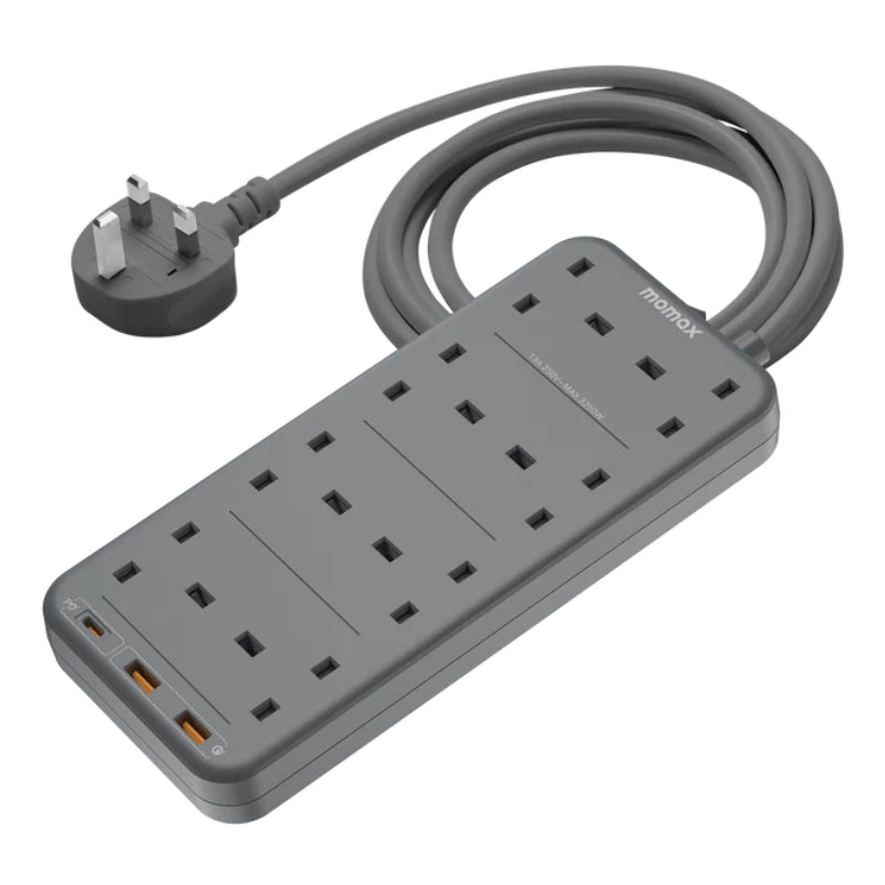 وصلة كهربائية موماكس ONE PLUG ب 8 منافذ طاقة ومنافذ يو اس بي | Momax ONEPLUG 8-Outlet Power Strip with USB Ports