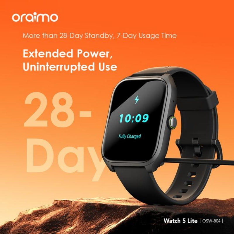 Oraimo Smart Watch 5 Lite - ساعة أورايمو الذكية 5 لايت شحن طويل تتبع صحي ورياضي