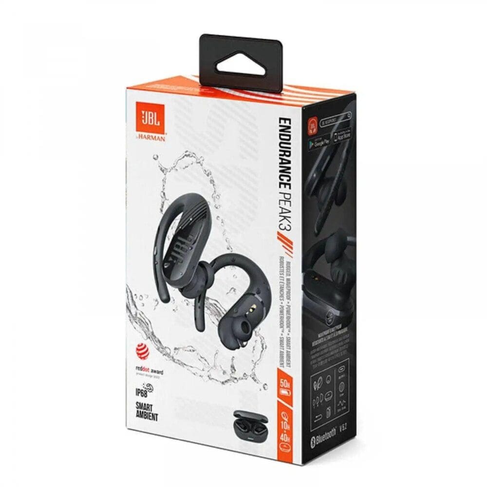 JBL Endurance Peak 3 Waterproof True Wireless In-Ear Sport Headphone, 50 Hours Playtime | سماعة جي بي ال اندورانس بيك 3 الرياضية داخل الاذن لاسلكية, تشغيل حتى 50 ساعة
