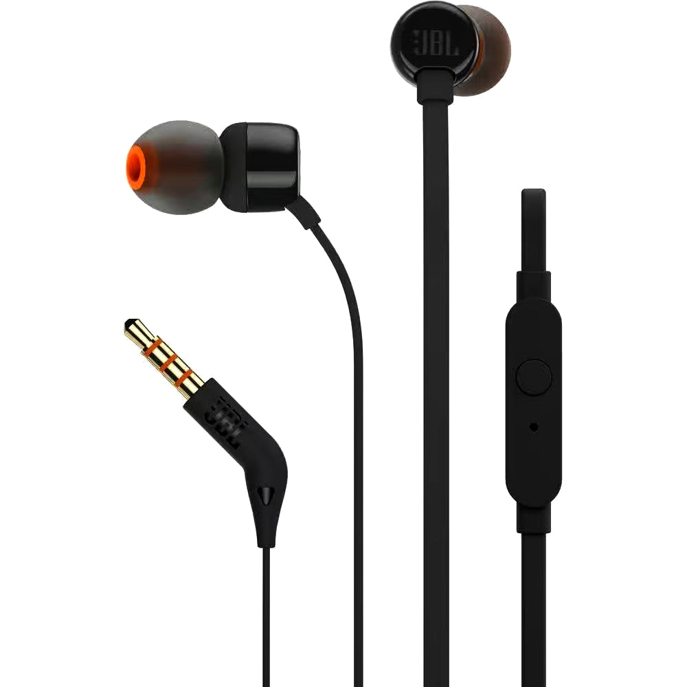 JBL T110 In-Ear Headphones with Pure Bass Sound & Mic – Wired 3.5mm | سماعات جي بي ال T110 داخل الاذن بصوت بيس نقي ومايكروفون - سلكية 3.5 ملم