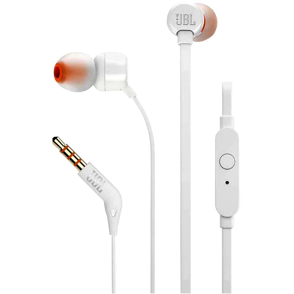 JBL T110 In-Ear Headphones with Pure Bass Sound & Mic – Wired 3.5mm | سماعات جي بي ال T110 داخل الاذن بصوت بيس نقي ومايكروفون - سلكية 3.5 ملم