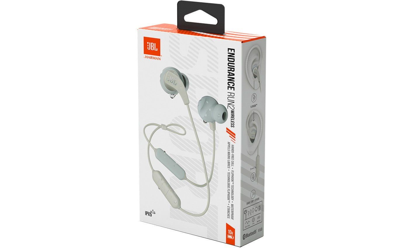JBL Endurance Run 2 Wireless In-Ear Sport Headphones, Waterproof - White | سماعة جي بي ال اندورنس رن 2 اللاسلكية داخل الاذن للرياضة, مقاومة للماء - ابيض