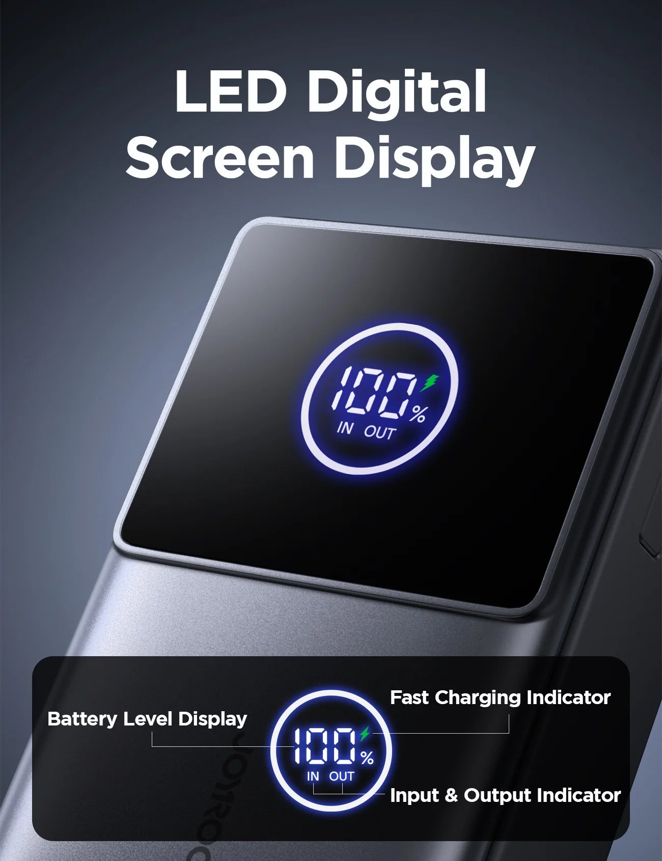 باور بانك جويرووم بسعة 10,000 مللي امبير وبقدرة شحن 22.5 واط مع كيبل تايب سي مدمج - اسود | JOYROOM JR-PR1 Powerbank 22.5W With Built-in Retractable Cable 10000mAh – Black