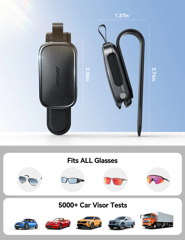 مشبك نظارات جويرووم JR-ZS511 مغناطيسي للسيارة بتشغيل يد واحدة - اسود | JOYROOM JR-ZS511 Magnetic One-Hand Car Visor Sunglasses Holder Clip – Black