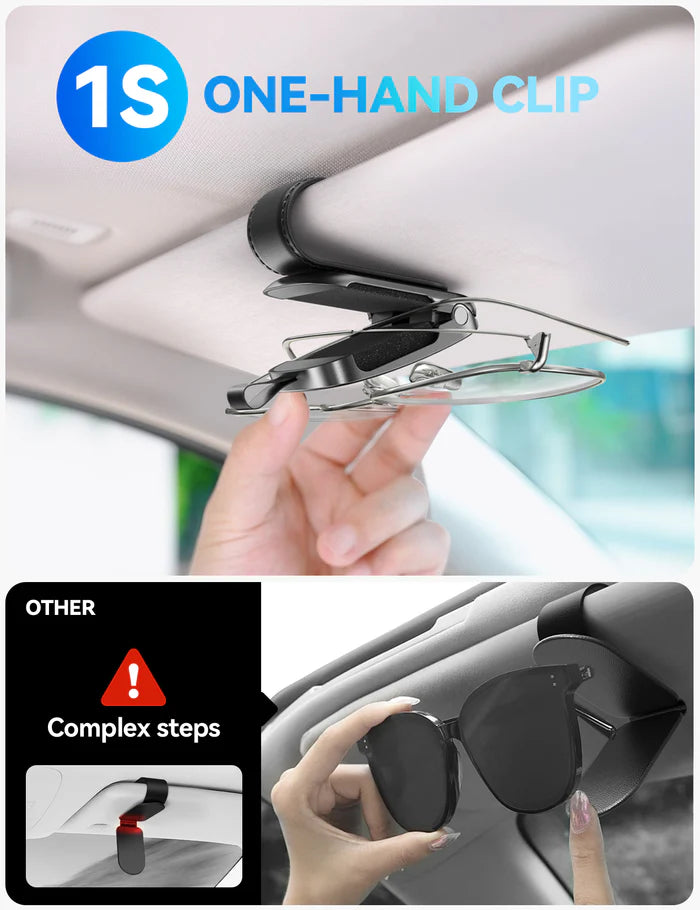 مشبك نظارات جويرووم JR-ZS511 مغناطيسي للسيارة بتشغيل يد واحدة - اسود | JOYROOM JR-ZS511 Magnetic One-Hand Car Visor Sunglasses Holder Clip – Black