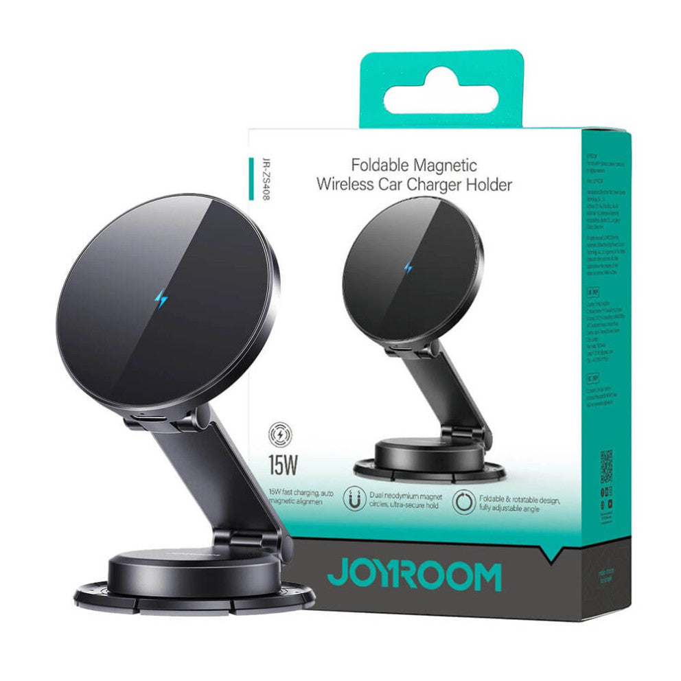 حامل وشاحن هاتف للسيارة لاسلكي مغناطيسي بقدرة شحن 15 واط من جويرووم | JOYROOM JR-ZS408 Magnetic Wireless Car Charger 15W Fast Charging Holder