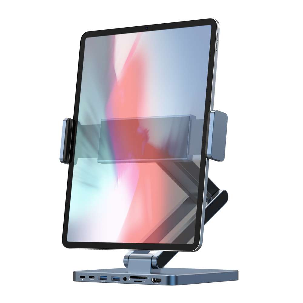 حامل تابلت ويوو AH801 مصنوع من الالمنيوم لحجم 13 انش مع موزع يو اس بي | WIWU AH801 For iPad 13-inch Aluminum Alloy Folding Tablet Bracket with USB Hub