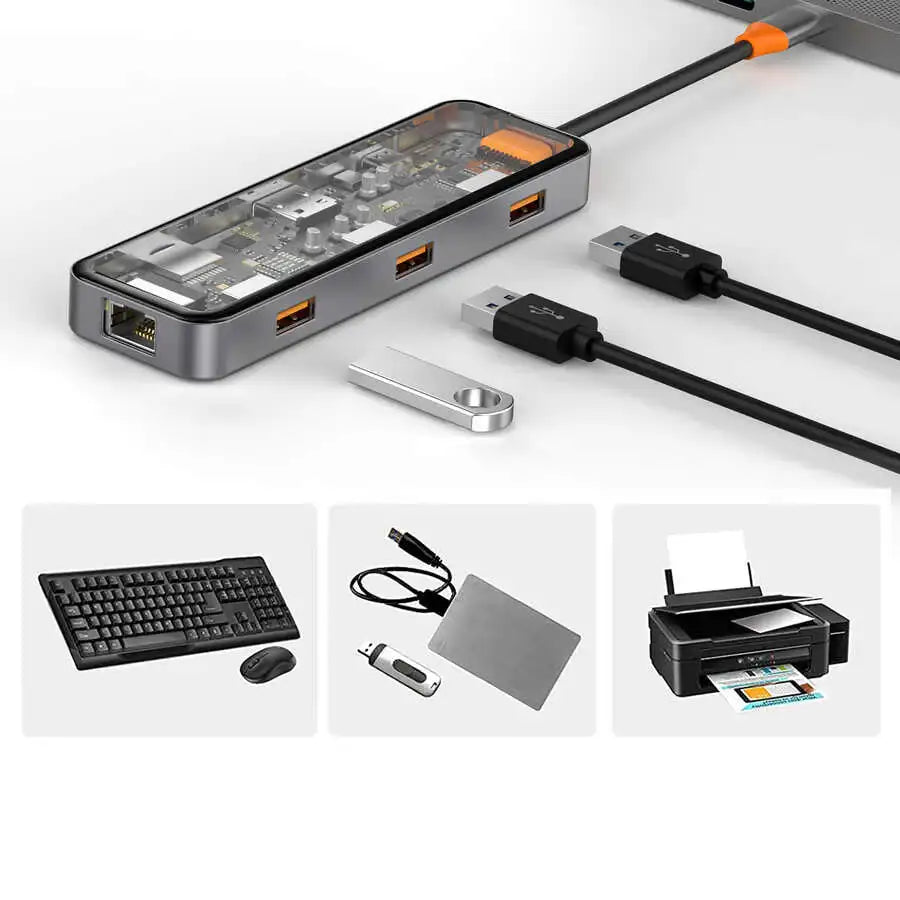 محول ويوو سايبر 8 في 1 بمنفذ تايب سي مع شحن سريع بقدرة 100 واط | WiWU CB008 Cyber 8 in 1 Type-C Hub 100W Charging