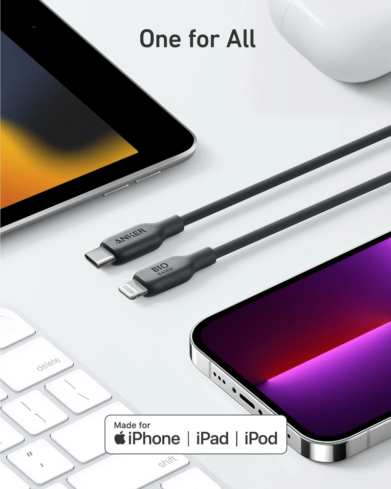 Anker 542 USB-C to Lightning Cable (Bio-Based) 3ft - كيبل يو اس بي سي الى لايتننغ بطول 3 أقدام من انكر