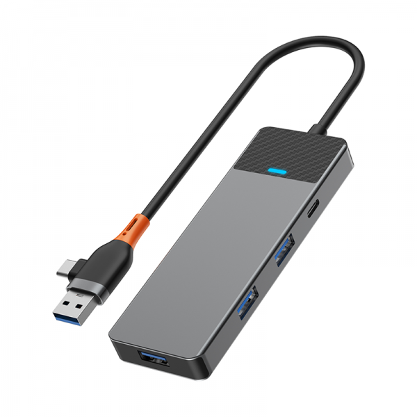 WIWU Linker 4 in 1 USB-C and Type-C HUB - محول لينكر 4 في 1 وتايب سي هوب من ويوو