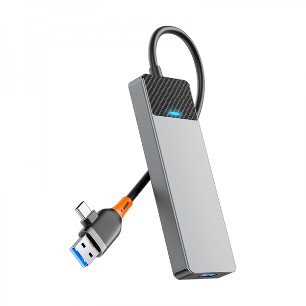 WIWU Linker 4 in 1 USB-C and Type-C HUB - محول لينكر 4 في 1 وتايب سي هوب من ويوو