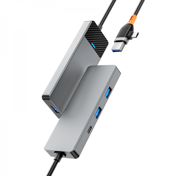 WIWU Linker 4 in 1 USB-C and Type-C HUB - محول لينكر 4 في 1 وتايب سي هوب من ويوو