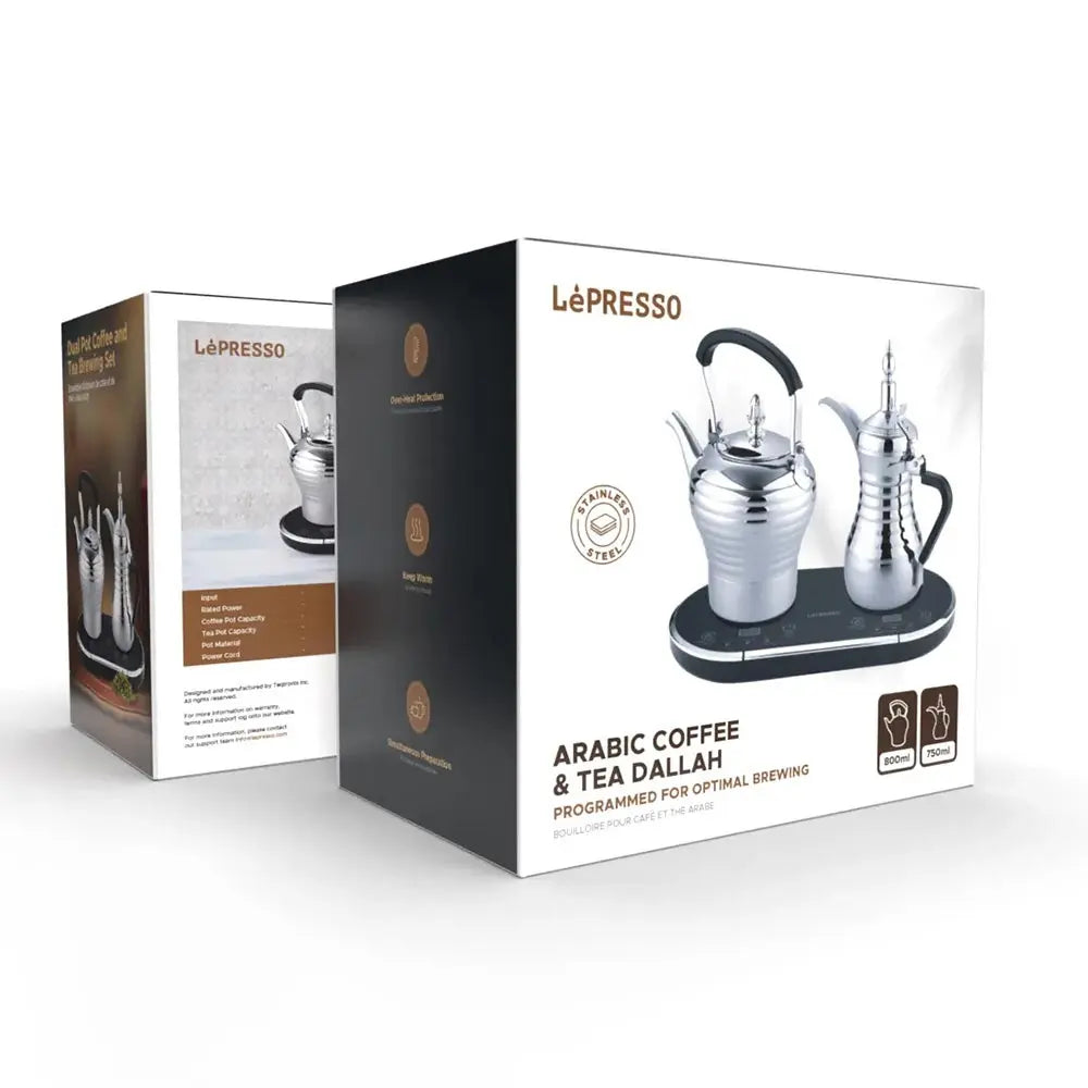 آلة تحضير القهوة العربية والشاي من ليبريسو بقدرة 1600 واط - فضي | LePresso Electrical Arabic Coffee and Tea Maker 1600W - Silver