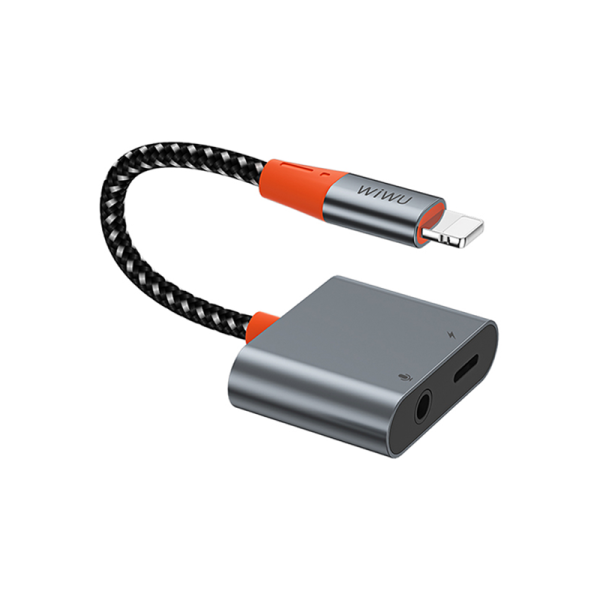 WIWU Lightning to Lightning & 3.5MM Audio Adapter - محول لايتنينج إلى لايتنينج & محول صوت 3.5 ملم من ويوو