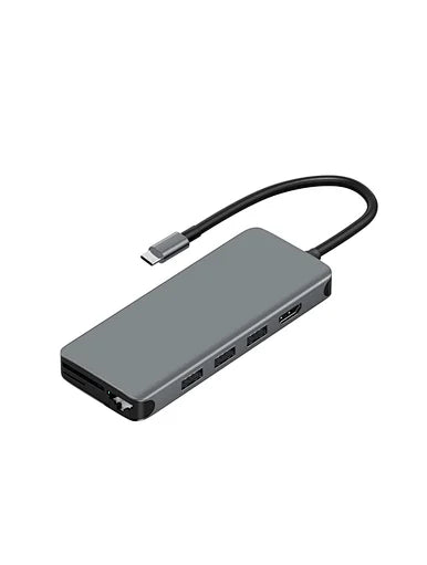 WiWU Alpha 12 in 1 Type C Hub Laptop Adapter USB C To USB 3.0 HDMI - ويوو الفا 12 في 1 محول نوع سي للكمبيوتر المحمول يو اس بي سي إلى يو اس بي 3.0