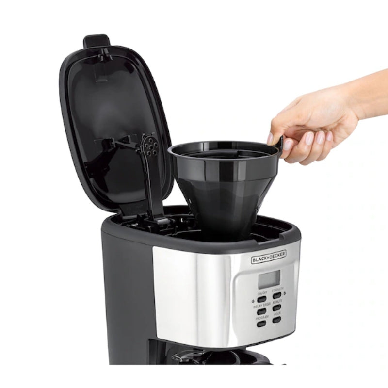 Black+Decker 900W 12 Cup Programmable Coffee Maker DCM85-B5 - ماكينة قهوة 12 كوب قابلة للبرمجة مع شاشة ال سي دي وتسخين آمن