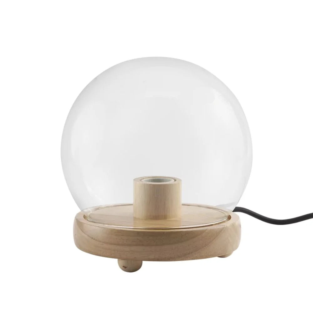 Momax Wooden Lamp Stand with Glass Cover - حامل مصباح خشبي موماكس مع غطاء زجاجي شفاف