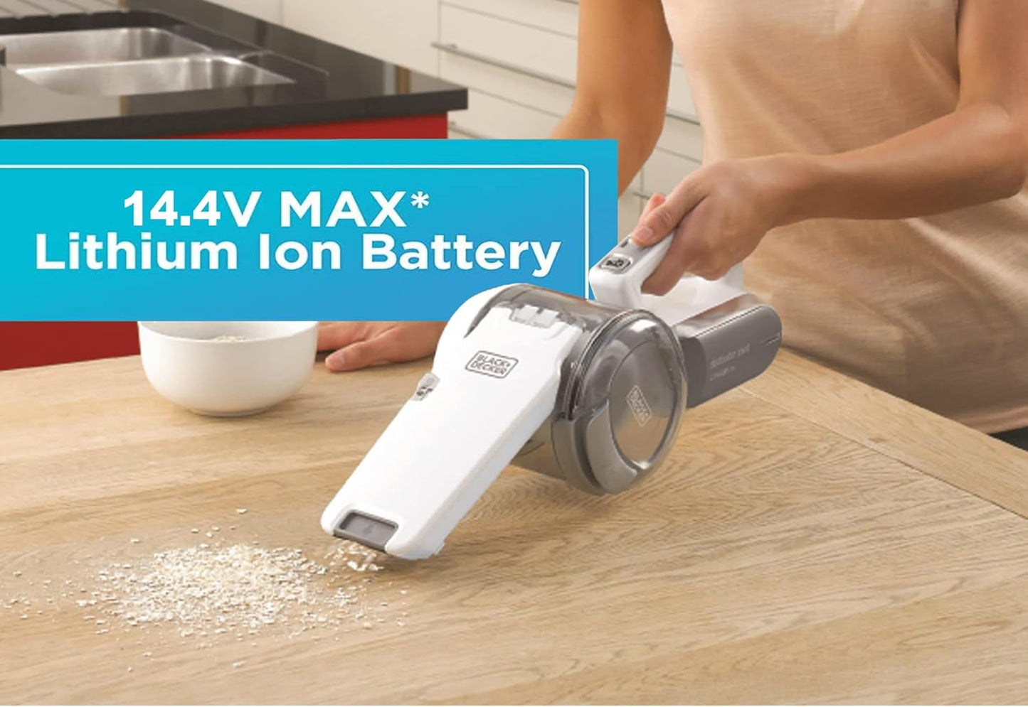 Black+Decker Cordless Handheld Vacuum Cleaner 14.4V 1.5Ah Lithium-ion - مكنسة يدوية بلاك آند ديكر لاسلكية ببطارية ليثيوم عالية الأداء