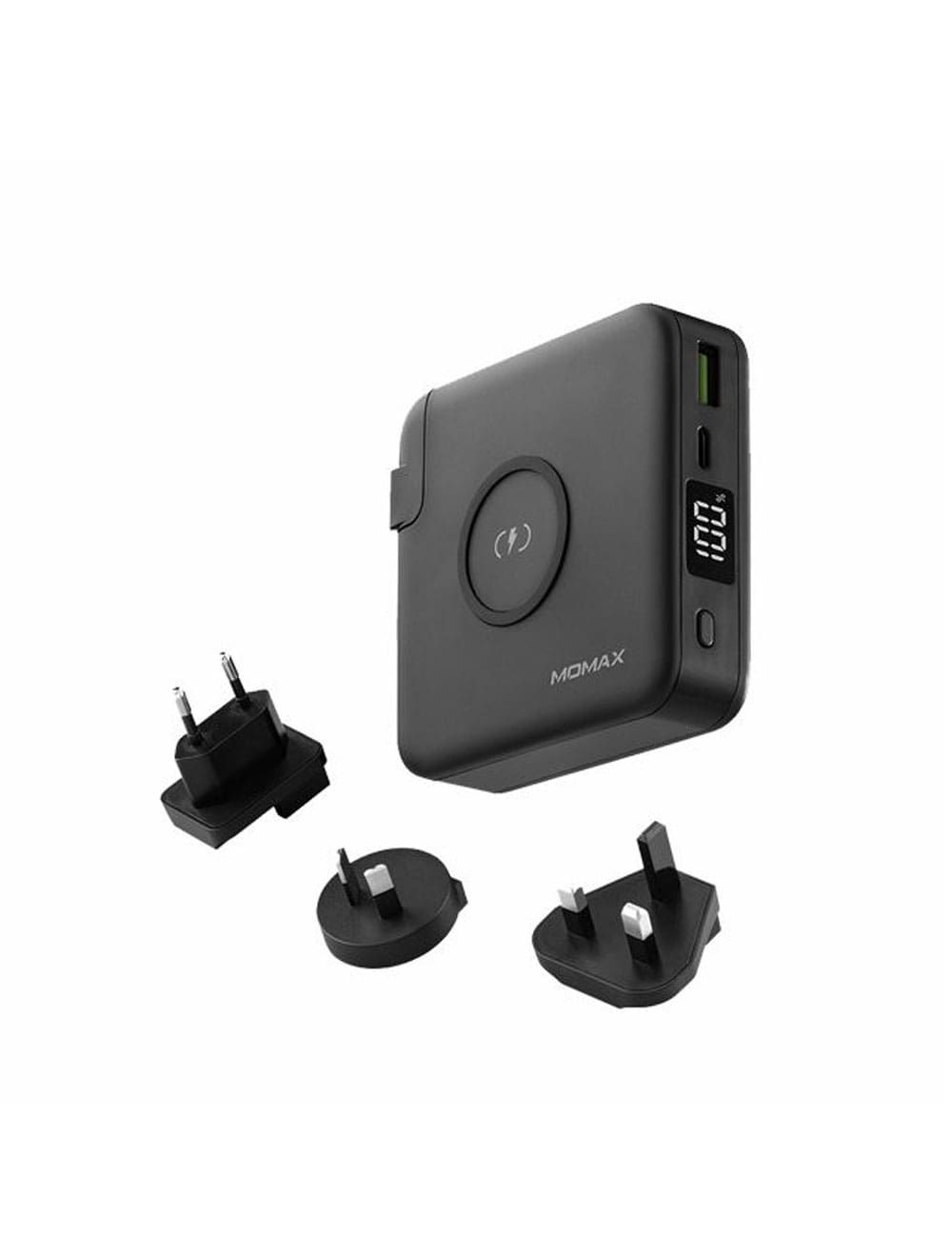 شاحن موماكس Q.Power Plug اللاسلكي المحمول مع مقابس حائط مدمجة | Momax Q.Power Plug, Wireless Portable PD Charger with Built-in Wall Plugs and USB-C