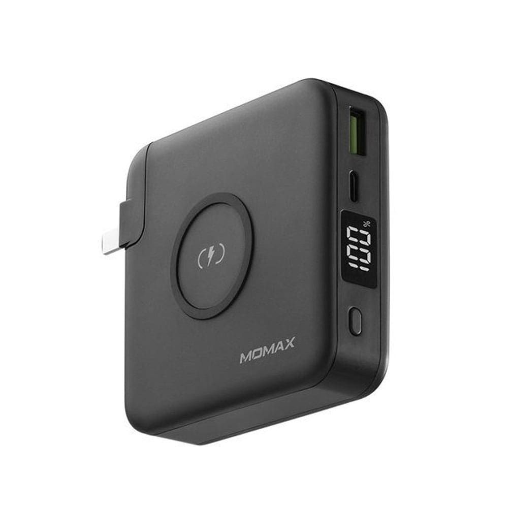 شاحن موماكس Q.Power Plug اللاسلكي المحمول مع مقابس حائط مدمجة | Momax Q.Power Plug, Wireless Portable PD Charger with Built-in Wall Plugs and USB-C