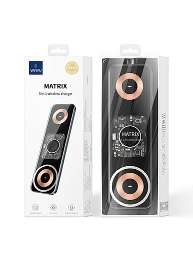 Wiwu Matrix 3 in 1 wireless charger - ماتريكس شاحن لاسلكي 3 في 1 من ويوو