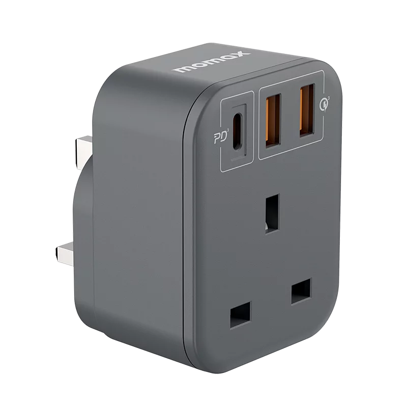 Momax ONEPLUG Extension Socket With USB Space - شاحن جداري بقوة 20 واط مع يو اس بي من موماكس
