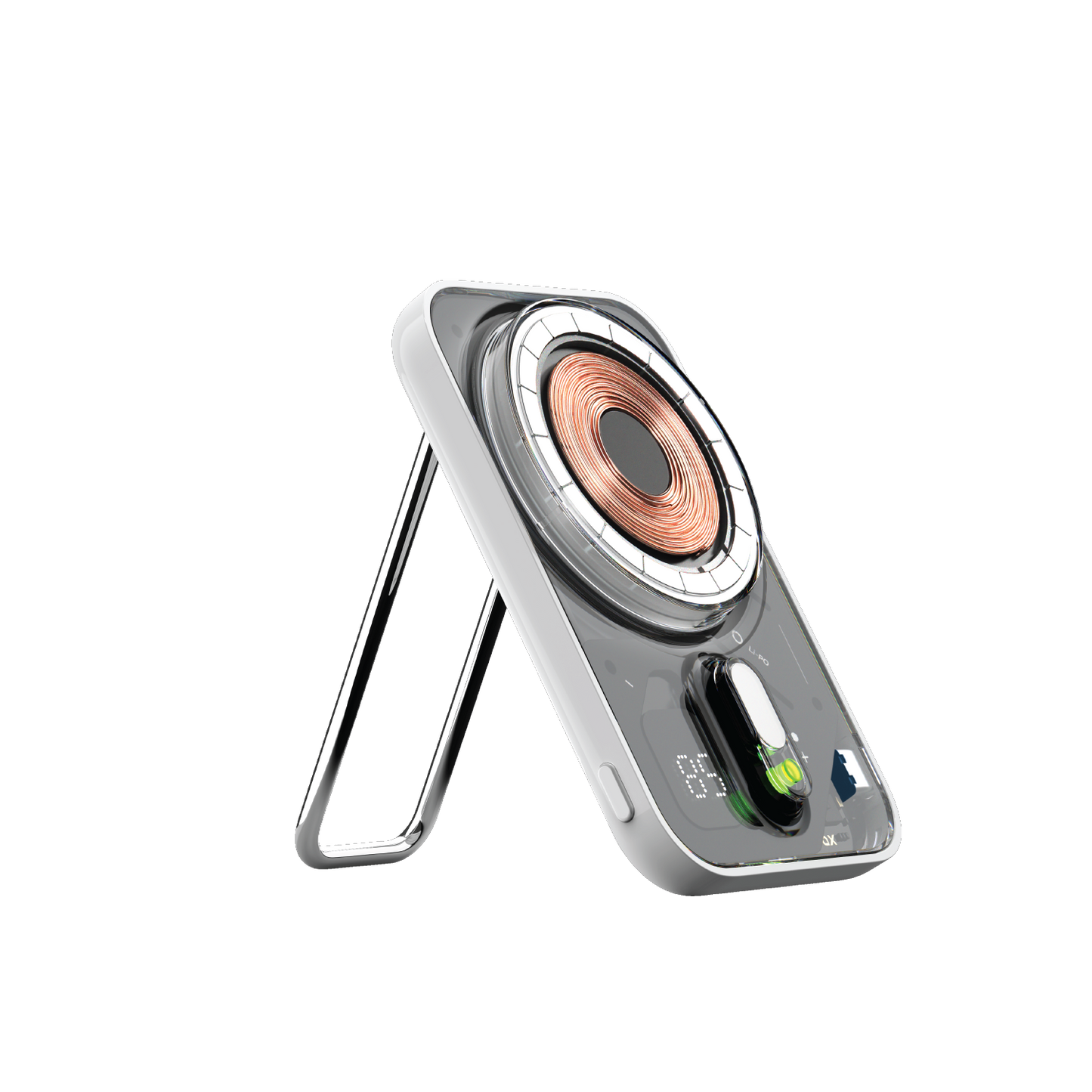 Momax 1-Power Flow, 5000mAh Magnetic Wireless Battery Pack for MagSafe, With Stand - بور بانك موماكس 1-بور فلو مغناطيسي لاسلكي بسعة 5000 مللي امبير متوافق مع ماج سايف, مع مسند