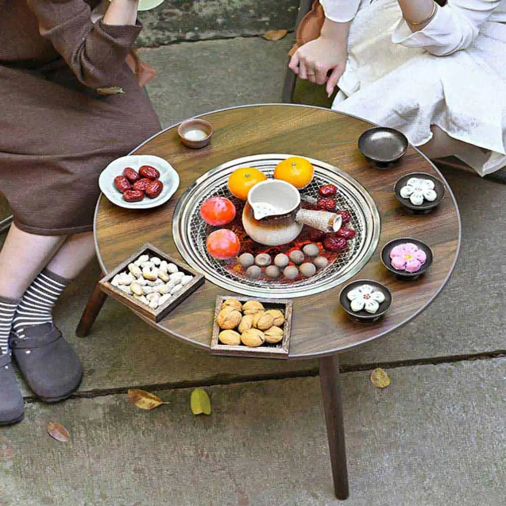 طاولة تخييم مستديرة من بورودو لايف ستايل - بني | Porodo Lifestyle Camping Round Table - Brown