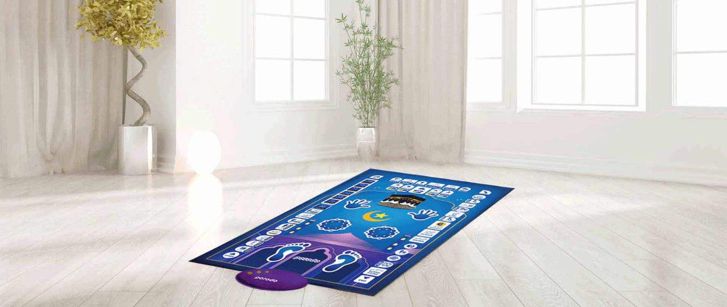 سجادة صلاة ذكية تعليمية للاطفال 70x110 سم من بورودو - ازرق | Porodo Kids Educational Interactive Smart Prayer Mat 110x70cm – Blue
