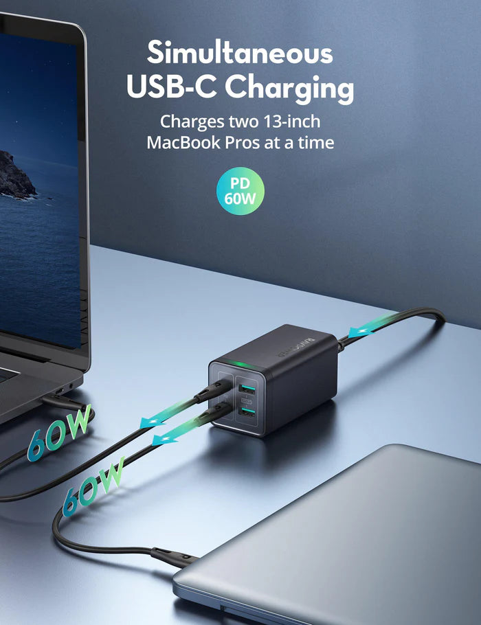 شاحن بقدرة 120 واط مع 4 منافذ 2 تايب سي 2 يو اس بي من راف باور - RAVPower 120W 4-Port Desktop USB Charging Station