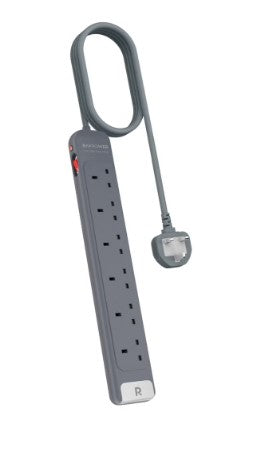 RAVPower 6-Outlet AC Power Strip 3150W Max \ 1.5M Cord - راف باور وصلة كهربائية بـ 6 منافذ تيار متردد 3150 واط \ سلك بطول 1.5 متر