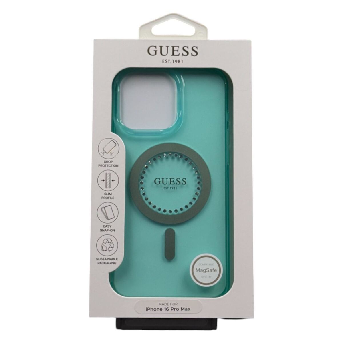 Guess MagSafe IML Hard Case with Rhinestones for iPhone 16 Pro Max | كفر GUESS صلب بترصيع كريستالي ودعم ماج سيف لهاتف ايفون 16 برو ماكس