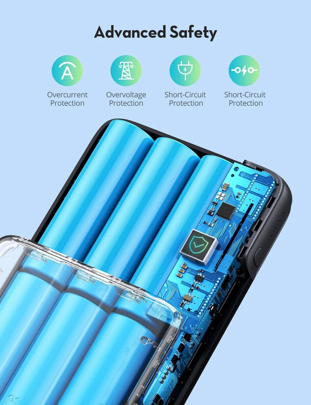 باور بانك بسعة 30الف ملي أمبير بقدرة 100 واط مع منفذين تايب سي ويو اس بي من راف باور - RAVPower Upgraded 30000mAh 100W 2-Port Portable